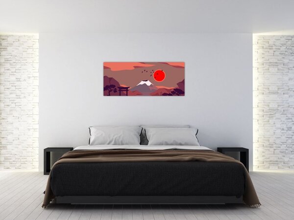 Tablou - Ilustrație a Muntelui Fuji (120x50 cm)