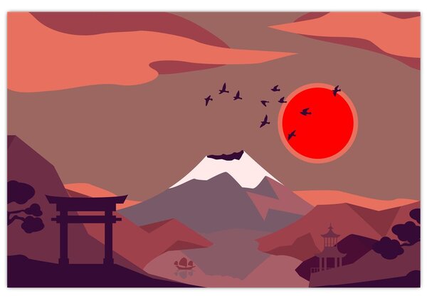 Tablou - Ilustrație a Muntelui Fuji (90x60 cm)