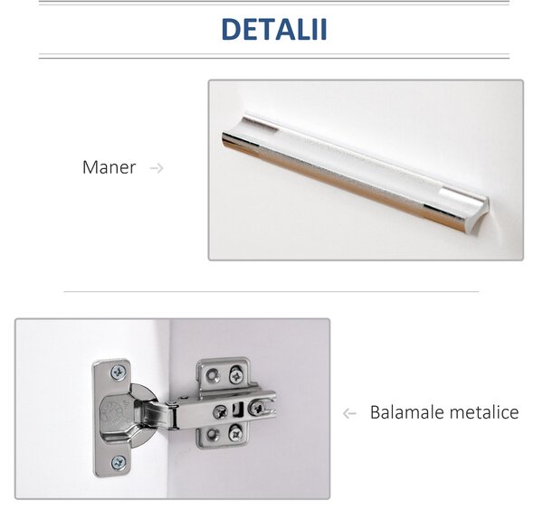 HOMCOM Comodă TV cu Roți Incluse, pentru Living sau Dormitor, 60x35x65 cm, Alb | Aosom Romania