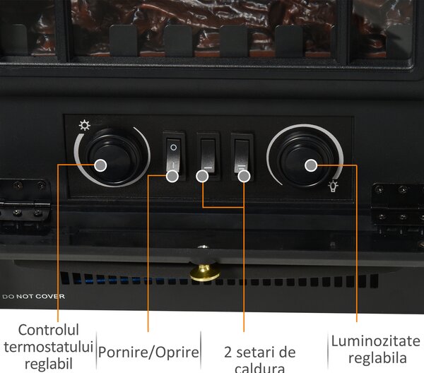 Semineu Electric cu Efect Flacara soba electrica de Podea aparat de incalzire electric 42x28x55cm Negru HOMCOM | Aosom Romania