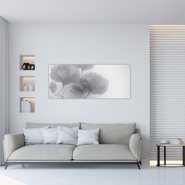 Tablou - Flori în nuanțe gri (120x50 cm)