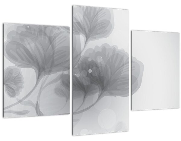 Tablou - Flori în nuanțe gri (90x60 cm)