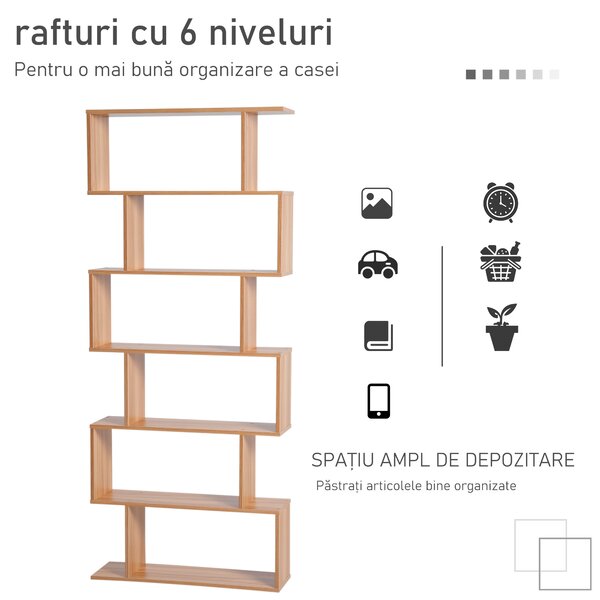 HOMCOM biblioteca cu 6 rafturi, design modern, 80x23x192cm | Aosom Romania