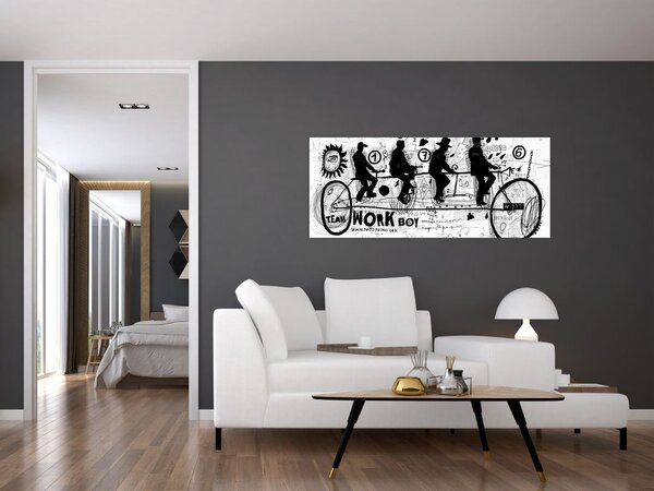 Tablou - Munca în echipă, ciclism (120x50 cm)