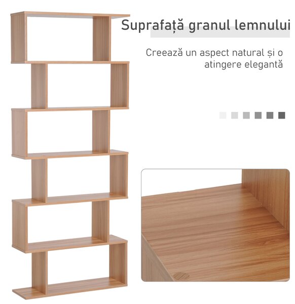 HOMCOM biblioteca cu 6 rafturi, design modern, 80x23x192cm | Aosom Romania