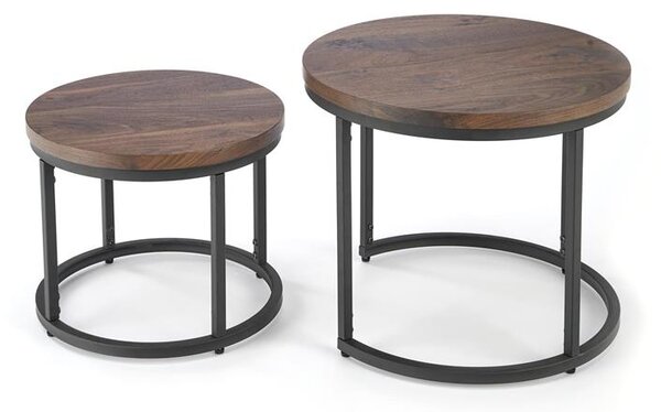 Set 2 buc. masă de cafea Owen (Nuc+ Negru). 1049489