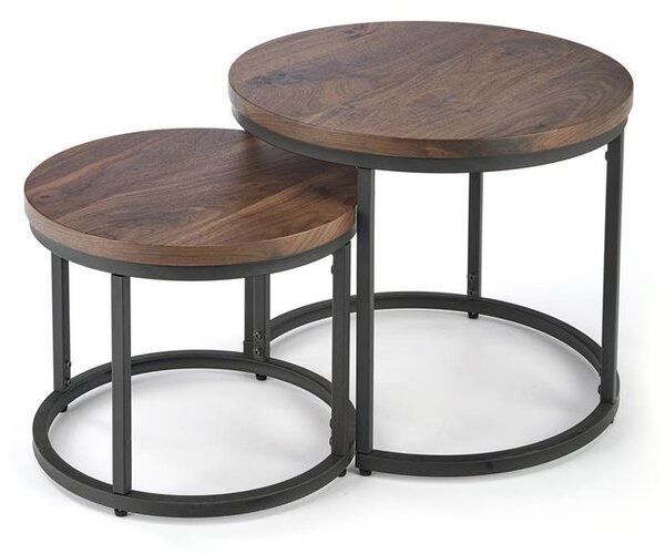Set 2 buc. masă de cafea Owen (Nuc+ Negru). 1049489