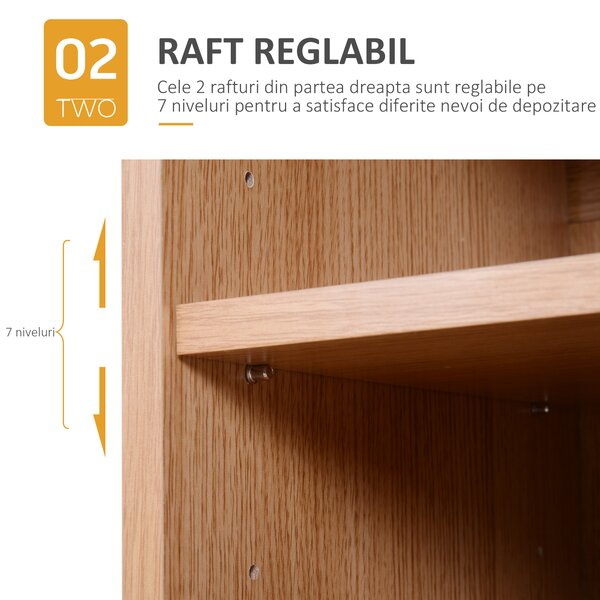 Dulapior de Perete cu 2 Usi Basculante Rafturi Reglabile Dormitor si Hol Lemn 80x32x90,5cm HOMCOM | Aosom Romania