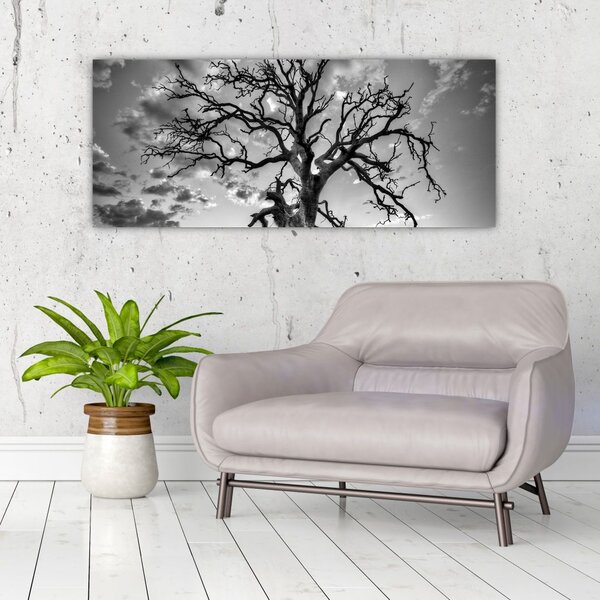 Tablou - Copacul, alb-negru (120x50 cm)