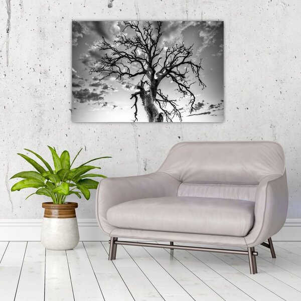 Tablou - Copacul, alb-negru (90x60 cm)