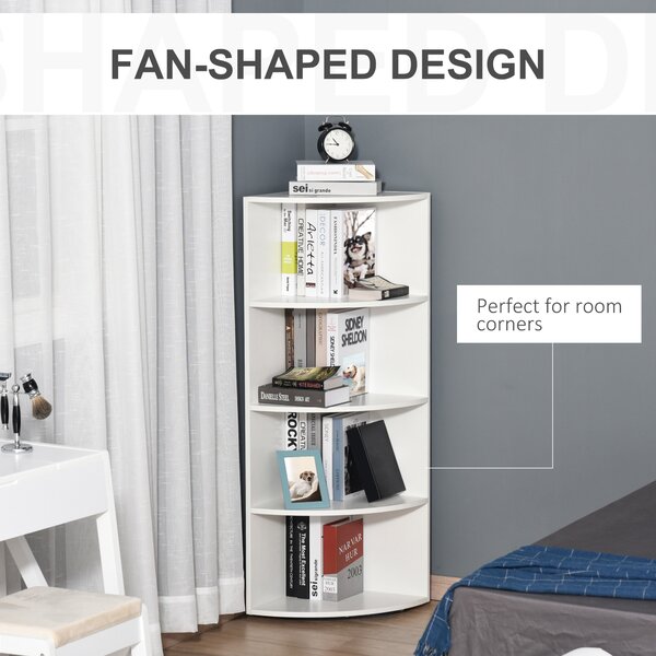Homcom Bibliotecă Colt cu 4 Rafturi, Design Compact, Alb, 39.5x39.5x120 cm | Aosom Romania