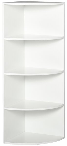 Homcom Bibliotecă Colt cu 4 Rafturi, Design Compact, Alb, 39.5x39.5x120 cm | Aosom Romania