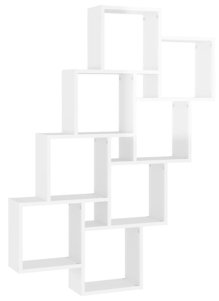 Raft de perete cub, alb extralucios, 90x15x119 cm PAL
