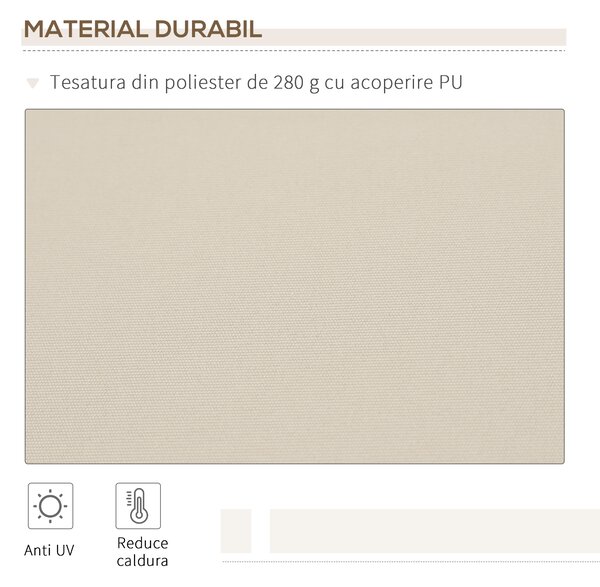 Outsunny Copertină pentru Exterior, Copertină Rulantă pentru Uși și Ferestre cu Deschidere cu Manivelă, 360x250 cm, Cremă | Aosom Romania