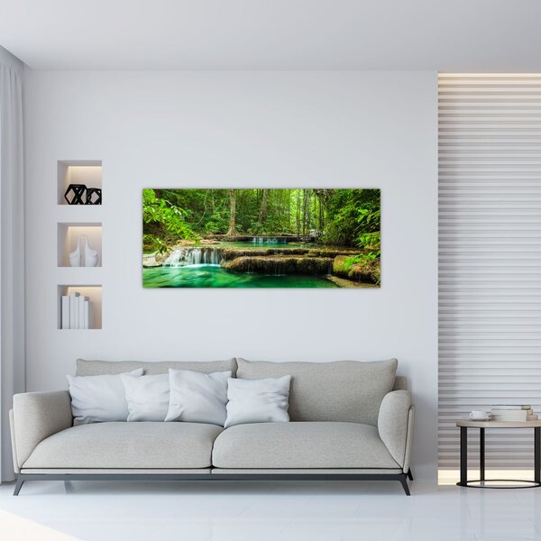 Tablou - Cascada Erawan din Kanchanaburi, Thailanda (120x50 cm)