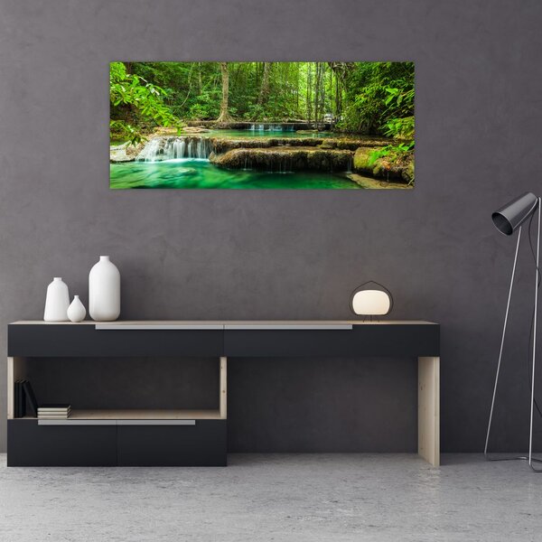Tablou - Cascada Erawan din Kanchanaburi, Thailanda (120x50 cm)