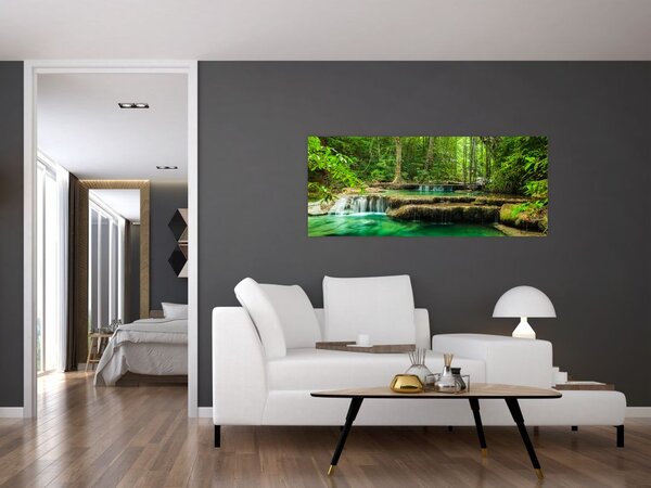 Tablou - Cascada Erawan din Kanchanaburi, Thailanda (120x50 cm)