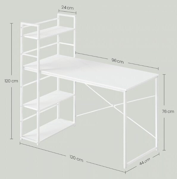 Birou MAX 4.0 cu raft 120x44 cm, alb