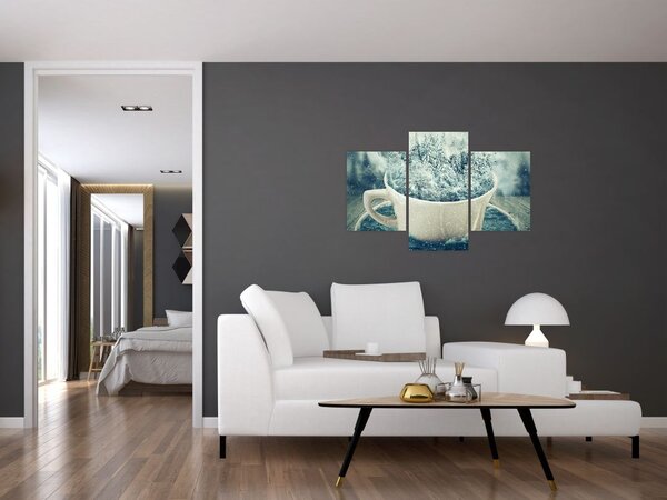 Tablou - Lumea de iarnă într-o căniță (90x60 cm)