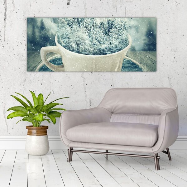 Tablou - Lumea de iarnă într-o căniță (120x50 cm)