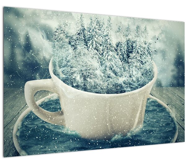 Tablou - Lumea de iarnă într-o căniță (90x60 cm)