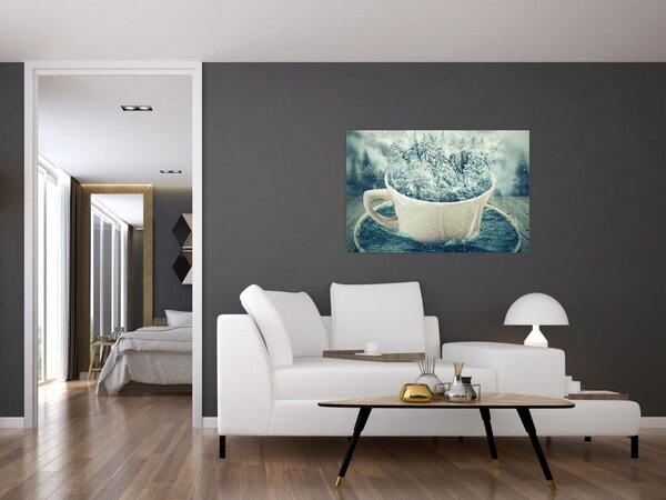 Tablou - Lumea de iarnă într-o căniță (90x60 cm)