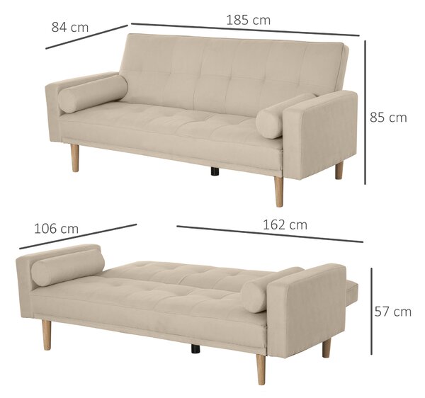 HOMCOM 2-in-1 canapea extensibila 3 locuri, 186 x 84 x 85cm | Aosom Romania