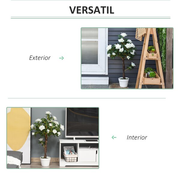 Outsunny Arbore Artificial Camelia cu 21 Flori Decorative, Înălțime 90 cm, Ideal pentru Interior și Exterior | Aosom Romania