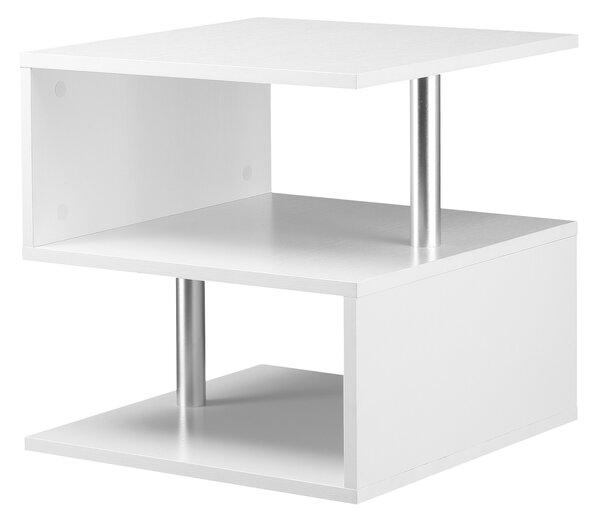 Masuta living cu 2 etajere, din lemn si fier, sustine maxim 10kg, 50x50x50cm alb HOMCOM | Aosom RO
