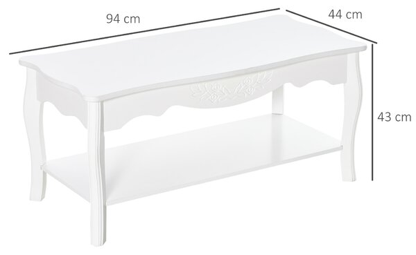 Masa pentru cafea HOMCOM, din lemn, 94x44x42 cm, alba | Aosom RO