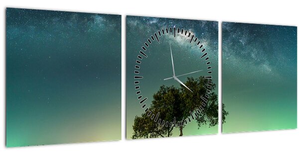 Tablou cu cerul nocturn (cu ceas) (90x30 cm)