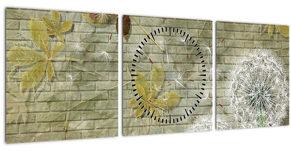Tablou - Păpădii suflate de vânt (cu ceas) (90x30 cm)