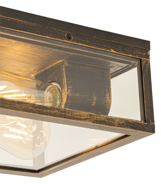Plafonieră vintage auriu antic IP44 cu 2 lumini - Charlois