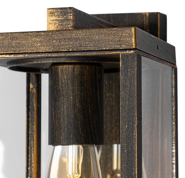 Lampa de perete exterioară auriu antic cu senzor de mișcare IP44 - Charlois