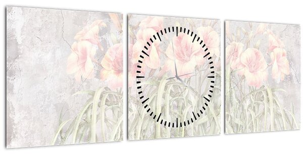 Tablou - Fresca crinilor (cu ceas) (90x30 cm)