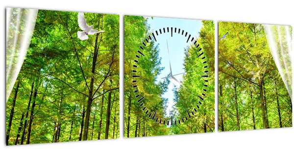 Tablou - Privire spre pădure (cu ceas) (90x30 cm)