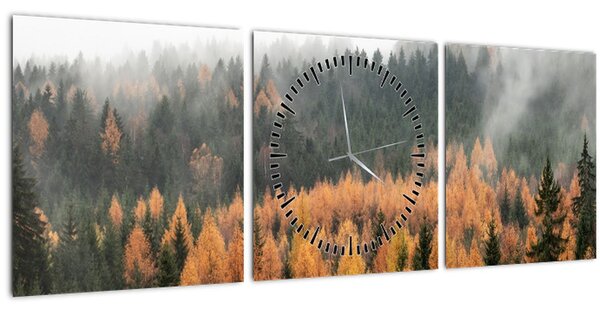 Tablou - Pădure toamna (cu ceas) (90x30 cm)