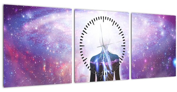 Tablou - Conexiune cu univers (cu ceas) (90x30 cm)