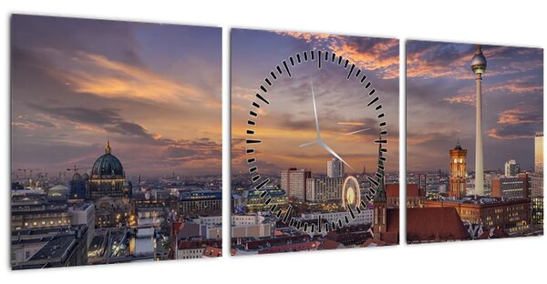 Tablou - Apus de soare în Berlin (cu ceas) (90x30 cm)