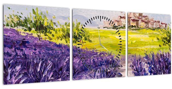 Tablou - Provence, Franța, pictură în ulei (cu ceas) (90x30 cm)