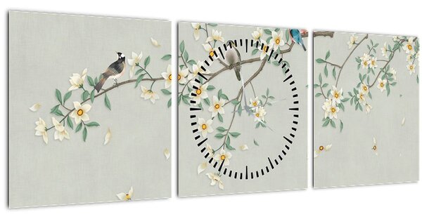 Tablou - Adunarea păsărilor (cu ceas) (90x30 cm)