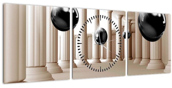 Tablou - Minge între stâlpi (cu ceas) (90x30 cm)