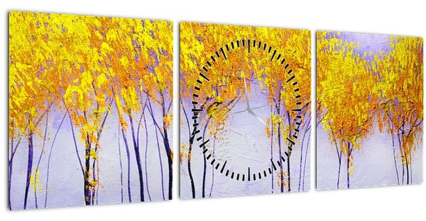 Tablou - Copaci galbeni (cu ceas) (90x30 cm)