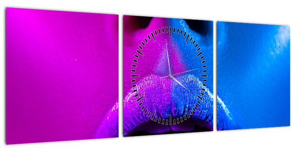 Tablou - Imaginea buzelor colorate (cu ceas) (90x30 cm)