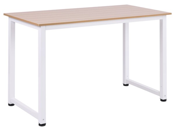 HOMCOM Masa Birou Lemn MDF Culoare Stejar si Picioare in Metal Alb | Aosom Romania