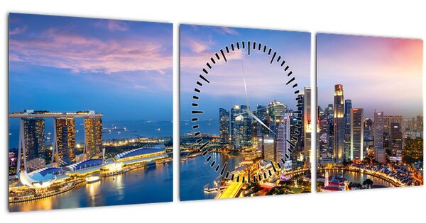 Tablou - Singapore, Asia (cu ceas) (90x30 cm)