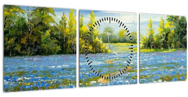 Tablou - Drum de câmp, pictură în ulei (cu ceas) (90x30 cm)