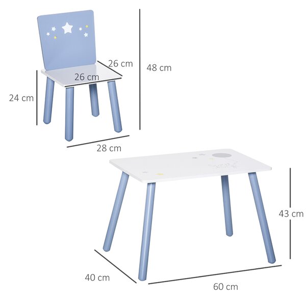 HOMCOM Mobilier Copii 2-6 Ani, Masă și Scaune în Nuanțe de Albastru Deschis și Alb | Aosom Romania