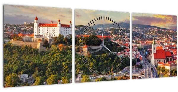 Tablou - Panorama bratislavei, Slovacia (cu ceas) (90x30 cm)