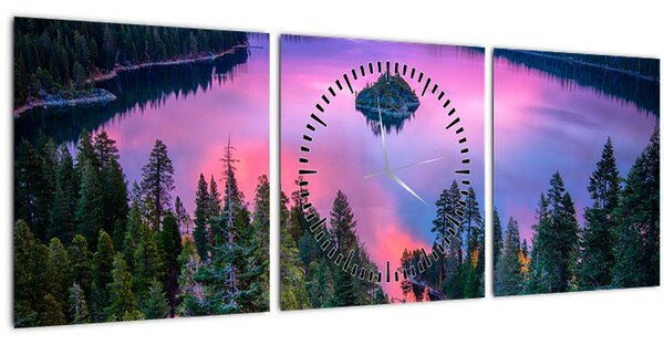 Tablou - Lacul Tahoe, Sierra Nevada, California, SUA (cu ceas) (90x30 cm)
